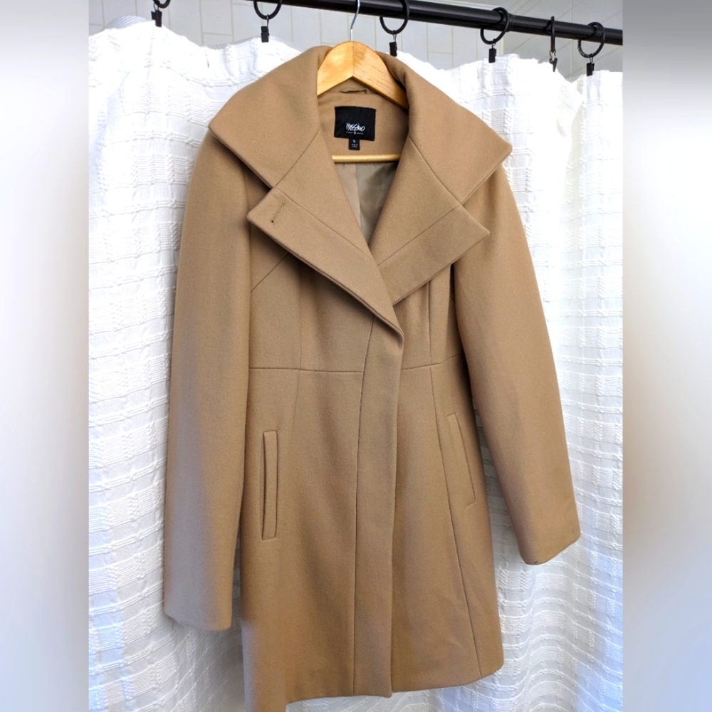 MOSSIMO Womens Pea Coat Jacket Wool Blend Size Medium M - tan